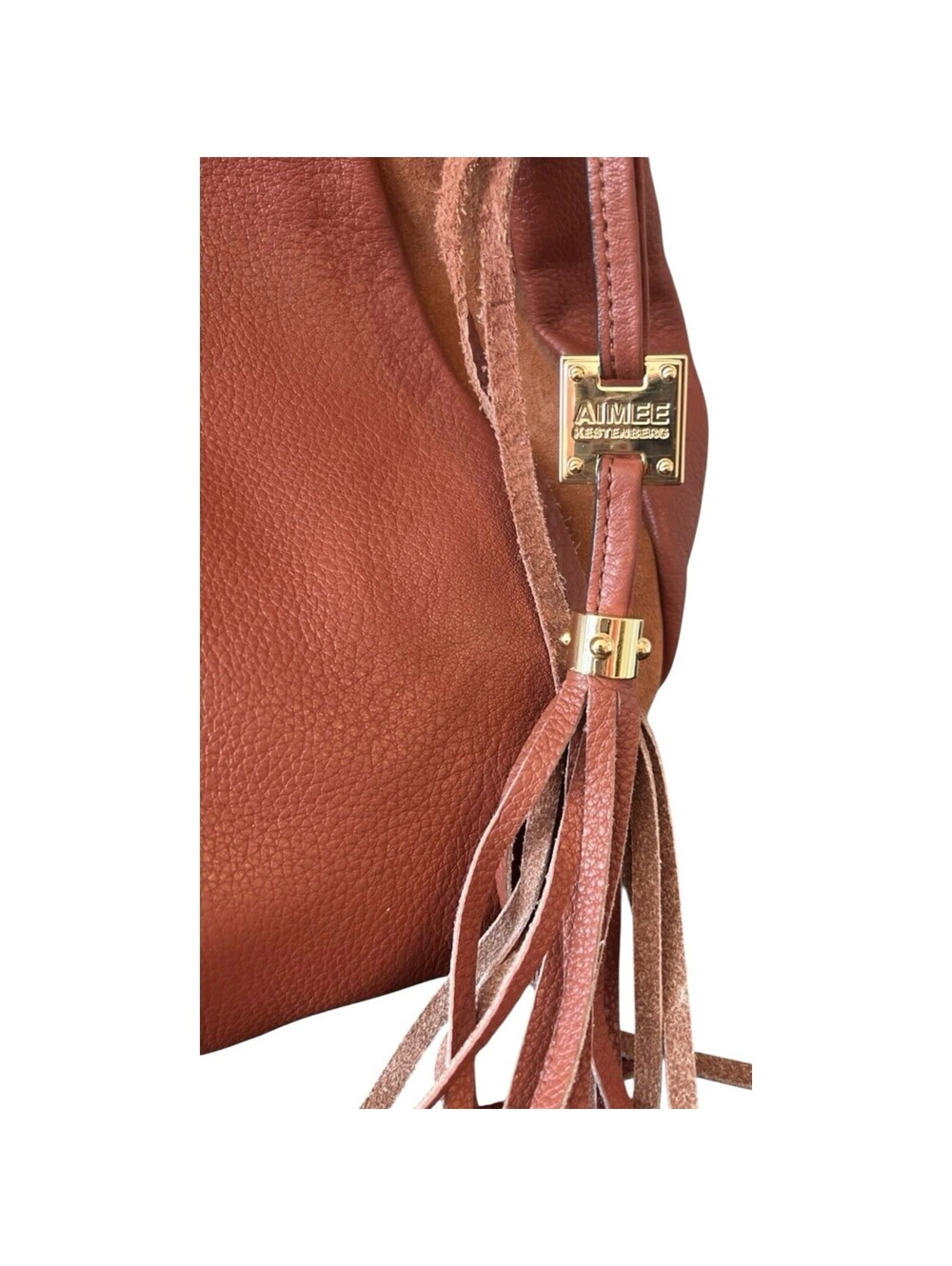 Aimee Kestenberg leather Hobo Suede burnt Orange Brown Rust Gold Hardware Purse - Picture 2 of 7